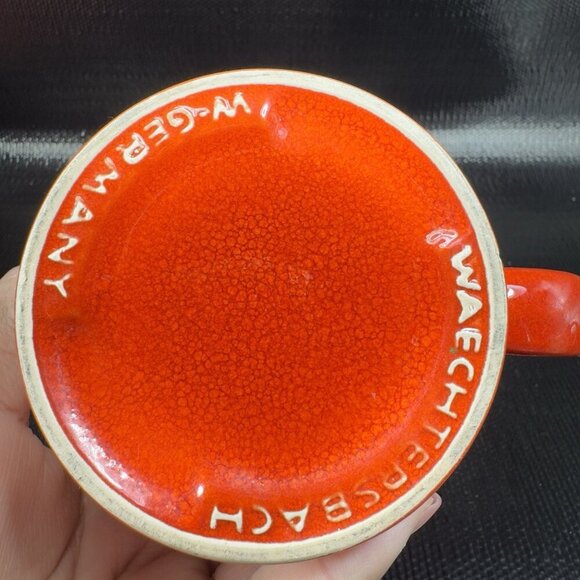 Vintage Waechterbach Heart Coffee Mug Cup West Germany Red With White Hearts - Picture 5 of 11